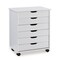 Contemporary Home Living 25.25” White Wide Rolling Storage Cabinet with 6 Drawer